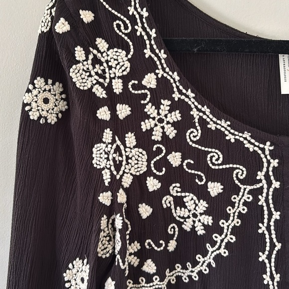 Anthropologie Meadow Rue Embroidered Black and White Women's Blouse - M - Picture 2 of 7